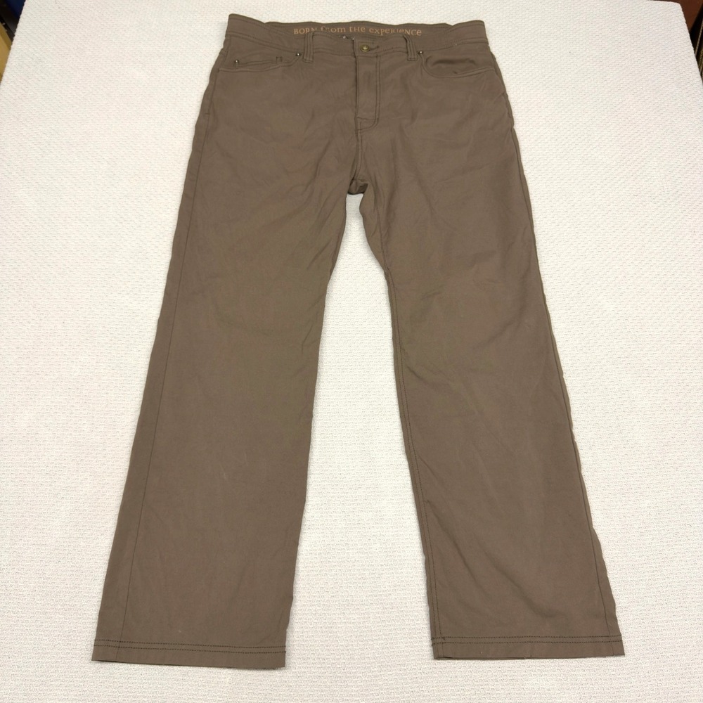 Prana Pants Mens 38x30 Brown Nylon Slim Straight Hiking Outdoor Stretch